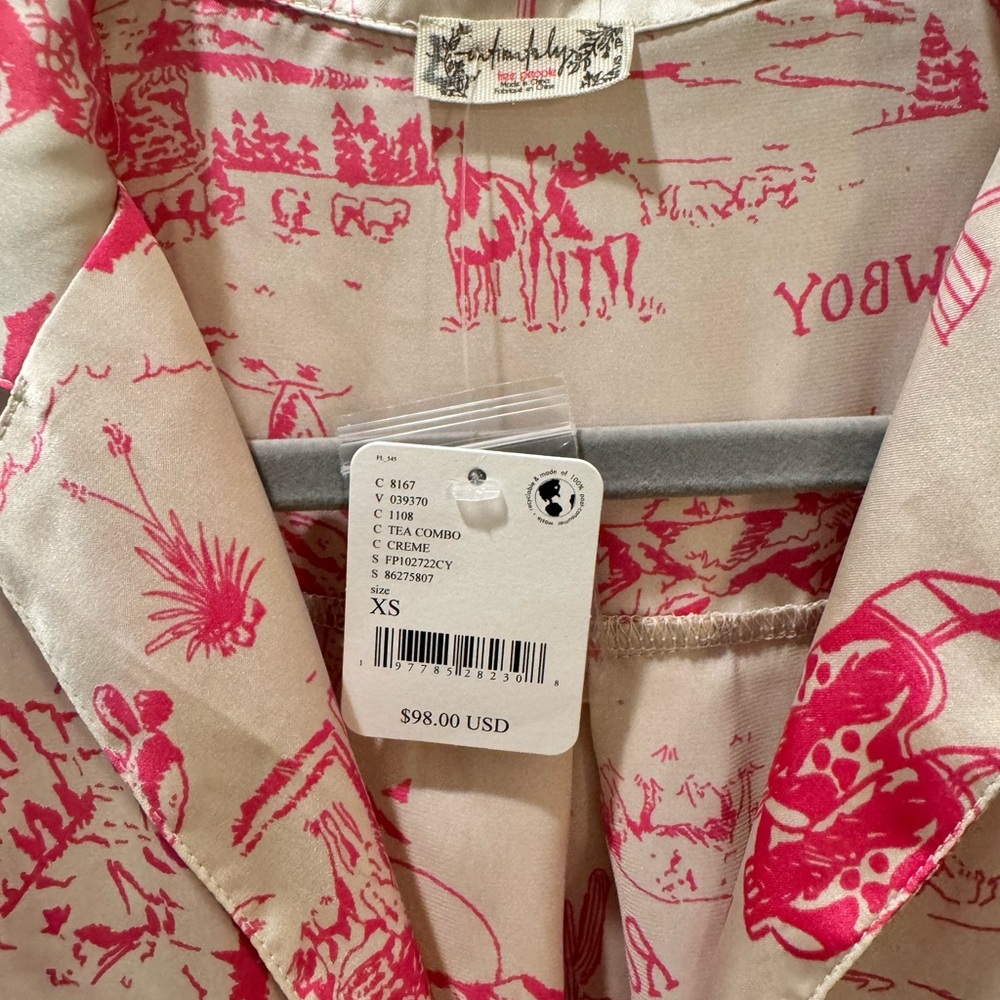 Free People Pajama top NWT. Top only. Very oversized. Size XS